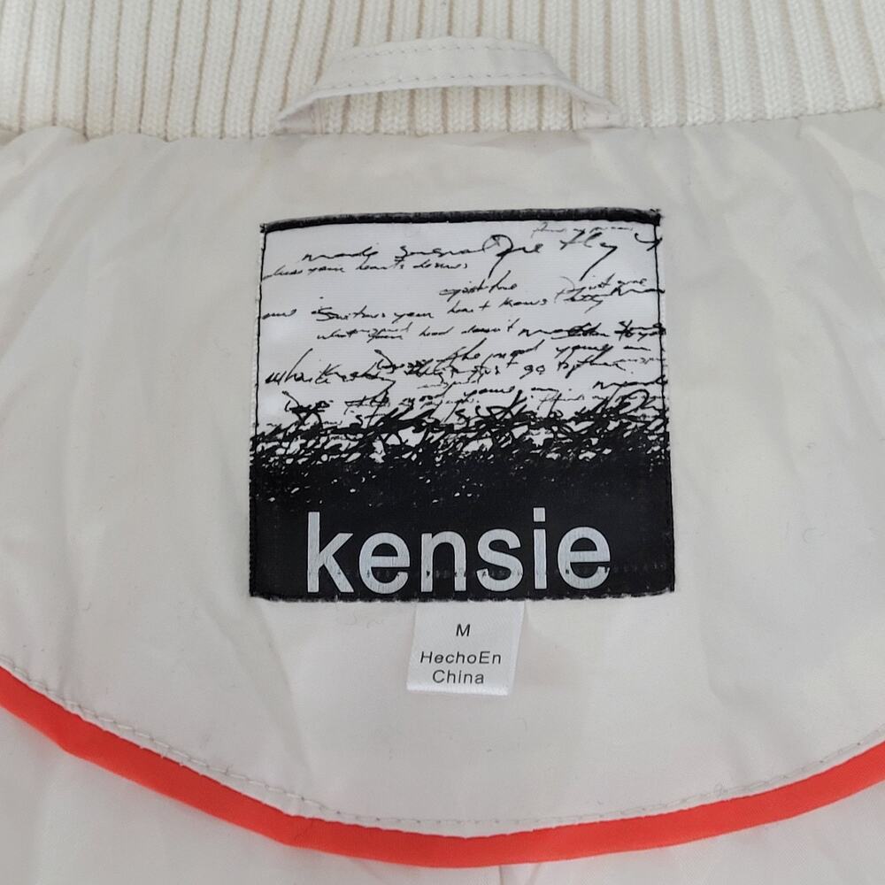Kensie Outerwear Beige Long Puffer Coat W/ Oversized Hood Chic Size M No Belt - Picture 8 of 9